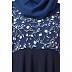 Printed frilled abaya- Navy Blue Printed frilled abaya- Navy Blue